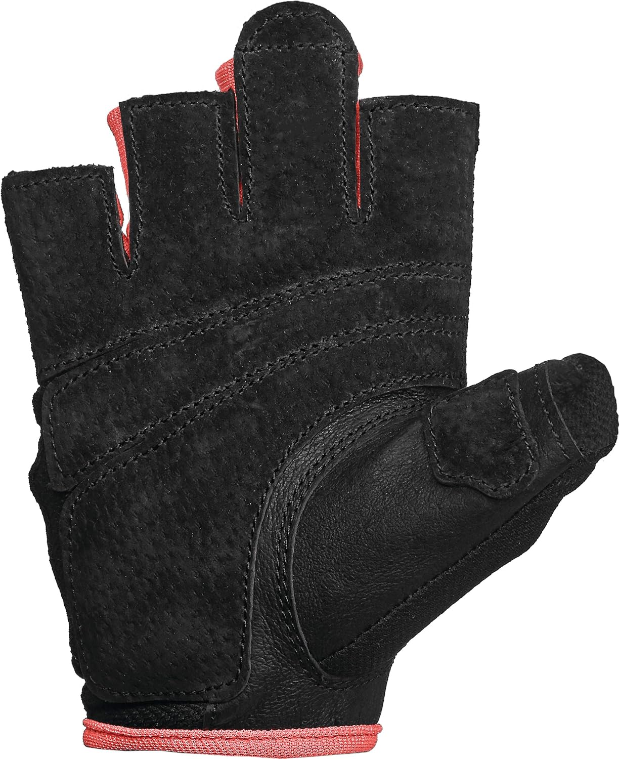 Harbinger Power Gloves, Women’s (Black) - Double-Stitched, Genuine Leather Padded Palm & Reinforced Seams - Easy On/Off Wrist & Finger Pull Tabs - Adjustable Closure - Half-Finger, Breathable Design