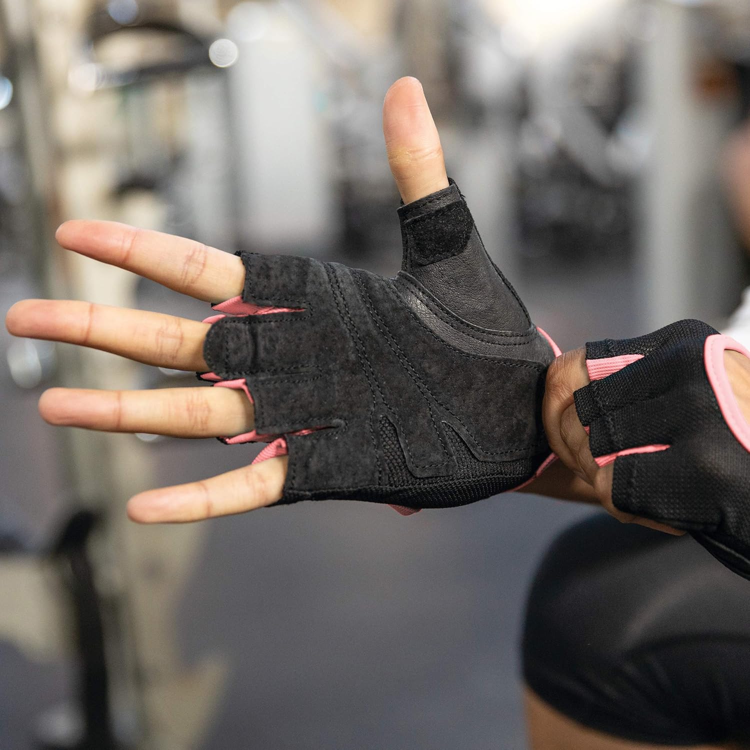 Harbinger Power Gloves, Women’s (Black) - Double-Stitched, Genuine Leather Padded Palm & Reinforced Seams - Easy On/Off Wrist & Finger Pull Tabs - Adjustable Closure - Half-Finger, Breathable Design